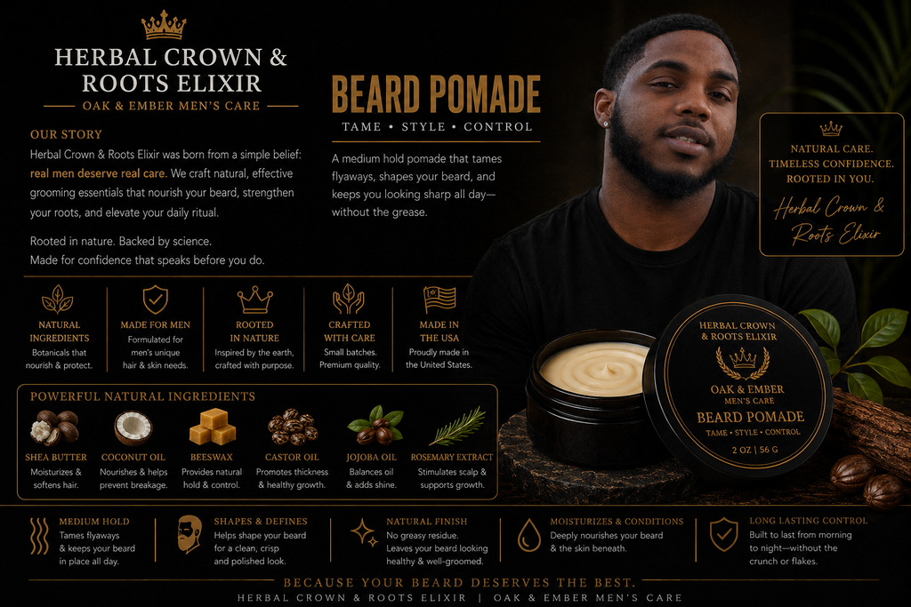 Herbal Crown & Roots — King’s Beard Conditioning Balm™ Softening & Moisture-Lock Seal for Full, Healthy Beards