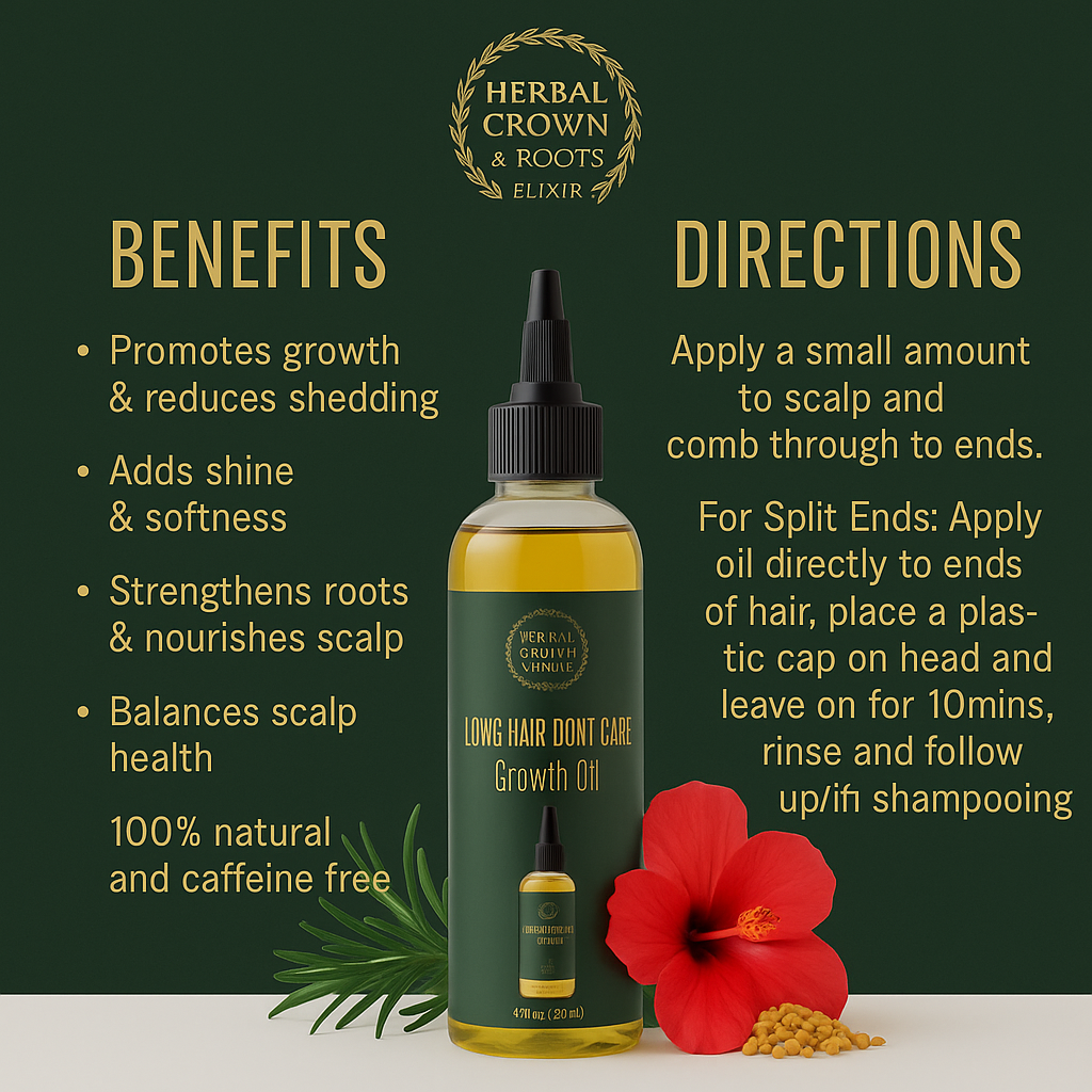 Herbal Crown & Roots — Royal Growth Hair Elixir™ Ayurvedic Herbal-Infused Hair Oil | Strength • Length • Scalp Health — 5oz
