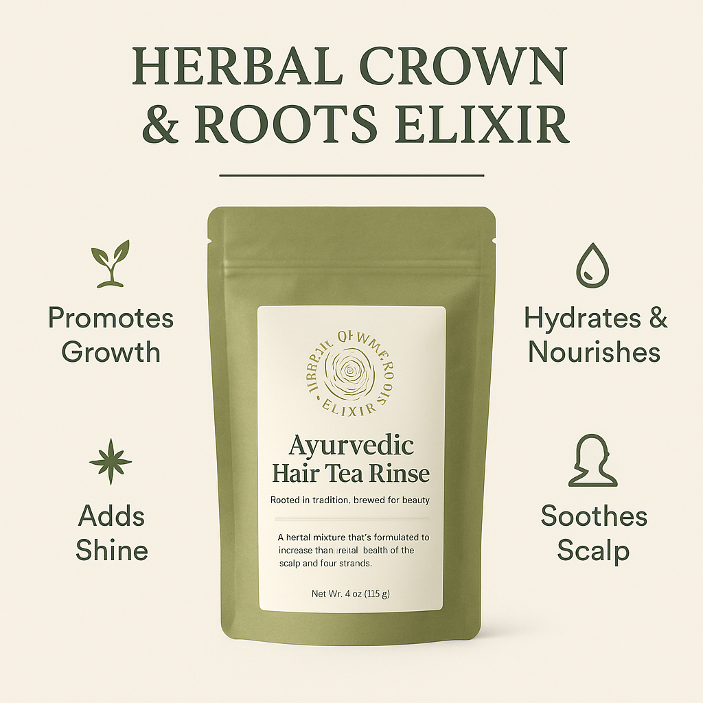 Ayurvedic Hair Growth Duo — Herbal Tea Rinse + Growth Oil Bundle Strength • Detox • Scalp Nourish