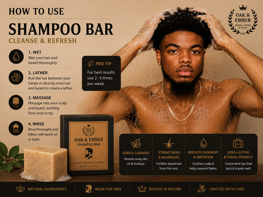Herbal Crown & Roots — King’s Herbal Wash Bar™ Stimulating Hair & Beard Cleanse — Growth + Detox + Hydration
