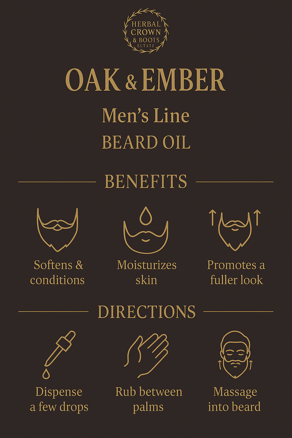 Herbal Crown & Roots — King’s Growth Elixir™ Ayurvedic Beard & Hair Growth Oil for Men — Strength • Thickness • Shine