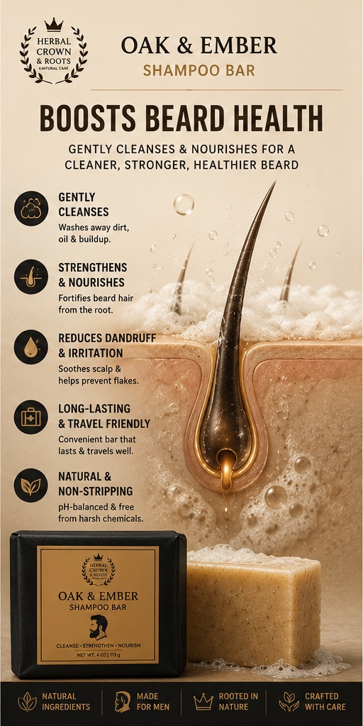 Herbal Crown & Roots — King’s Herbal Wash Bar™ Stimulating Hair & Beard Cleanse — Growth + Detox + Hydration
