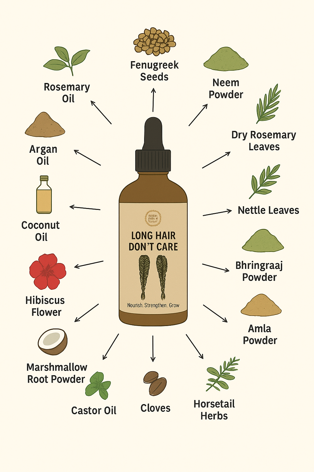 Herbal Crown & Roots — Royal Growth Hair Elixir™ Ayurvedic Herbal-Infused Hair Oil | Strength • Length • Scalp Health — 5oz