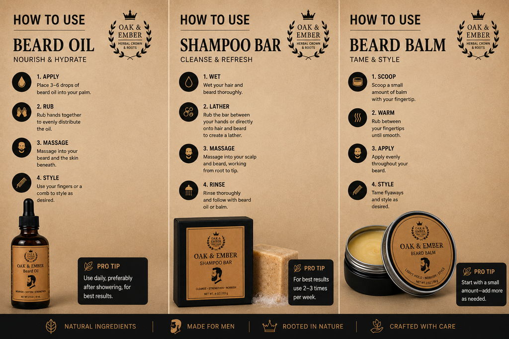 King’s Grooming Growth Kit — Herbal Beard & Hair Strength System Natural Ayurvedic Growth Oil + Beard Balm + Stimulating Shampoo Bar