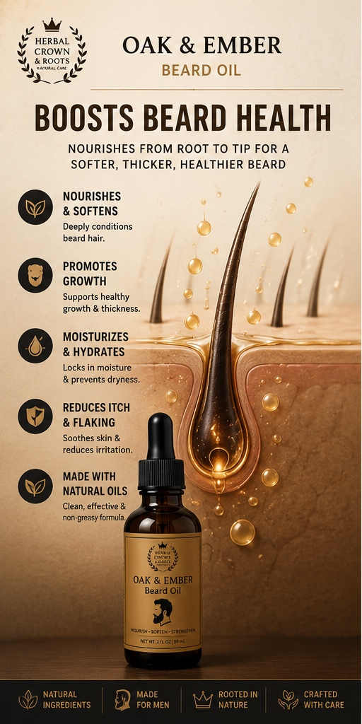 Herbal Crown & Roots — King’s Growth Elixir™ Ayurvedic Beard & Hair Growth Oil for Men — Strength • Thickness • Shine