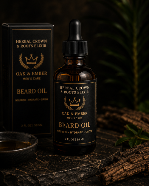 Herbal Crown & Roots — King’s Growth Elixir™ Ayurvedic Beard & Hair Growth Oil for Men — Strength • Thickness • Shine