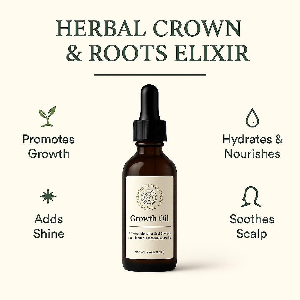 Herbal Crown & Roots — Royal Growth Hair Elixir™ Ayurvedic Herbal-Infused Hair Oil | Strength • Length • Scalp Health -2oz