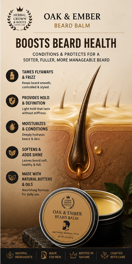 Herbal Crown & Roots — King’s Beard Conditioning Balm™ Softening & Moisture-Lock Seal for Full, Healthy Beards
