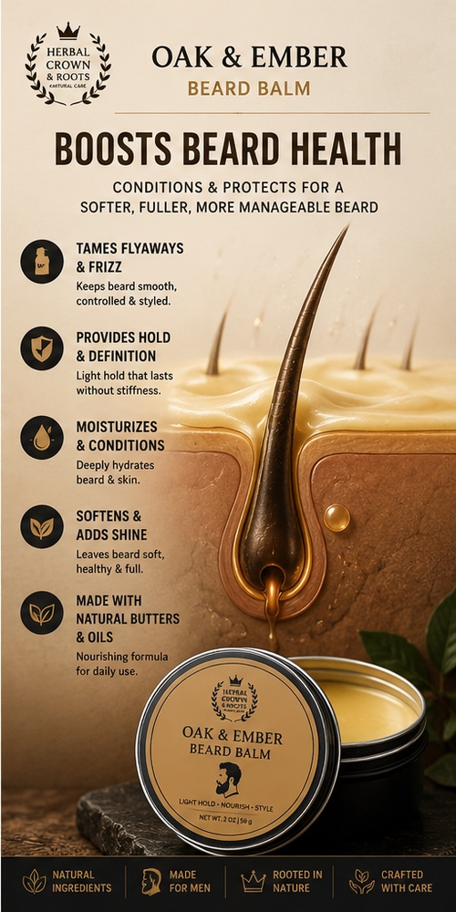 Herbal Crown & Roots — King’s Beard Conditioning Balm™ Softening & Moisture-Lock Seal for Full, Healthy Beards
