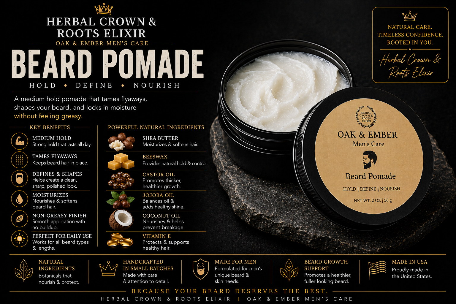Oak & Ember Beard Pomade | Hold, Define & Nourish